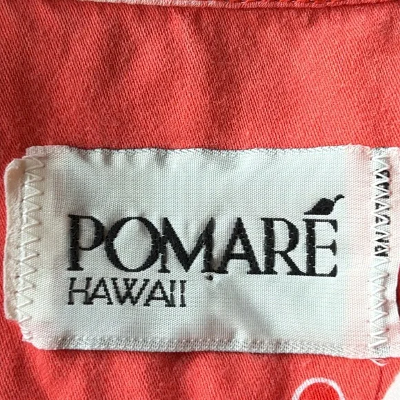 Vintage Pomare Birds /Clouds Button Down Shirt Red/White - Picture 11 of 12